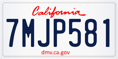 CA license plate 7MJP581