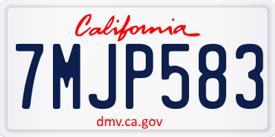 CA license plate 7MJP583