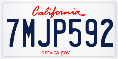 CA license plate 7MJP592