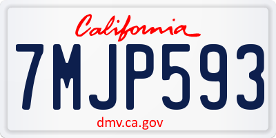 CA license plate 7MJP593