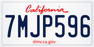 CA license plate 7MJP596