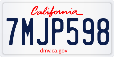 CA license plate 7MJP598