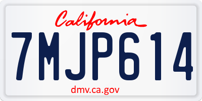 CA license plate 7MJP614