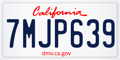 CA license plate 7MJP639