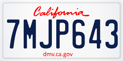 CA license plate 7MJP643