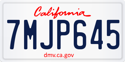 CA license plate 7MJP645