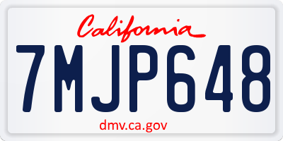 CA license plate 7MJP648