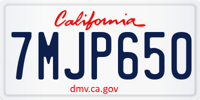 CA license plate 7MJP650