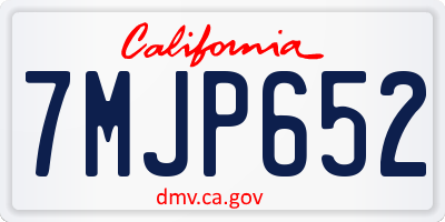 CA license plate 7MJP652