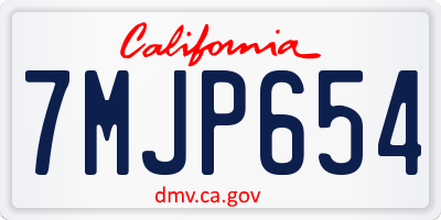 CA license plate 7MJP654