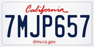 CA license plate 7MJP657