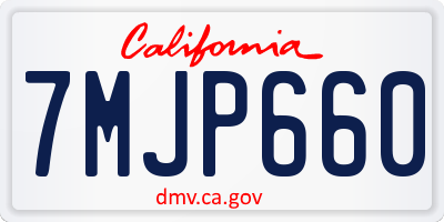 CA license plate 7MJP660