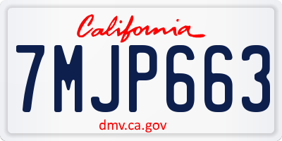 CA license plate 7MJP663