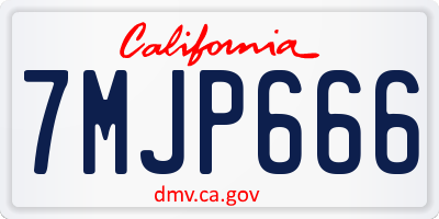 CA license plate 7MJP666