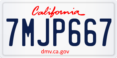 CA license plate 7MJP667