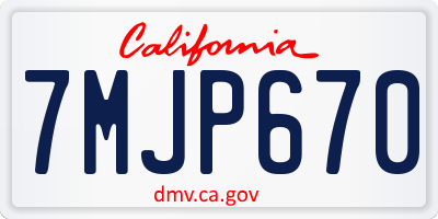 CA license plate 7MJP670