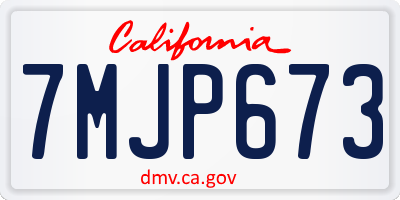 CA license plate 7MJP673