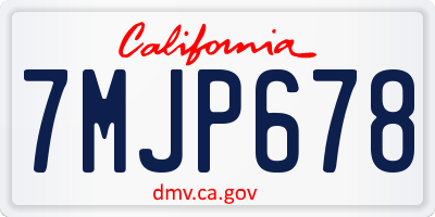 CA license plate 7MJP678