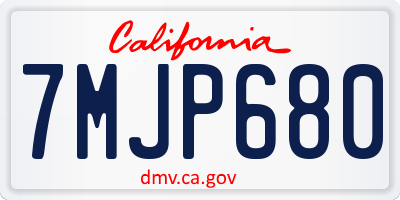 CA license plate 7MJP680