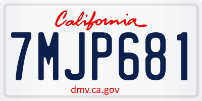 CA license plate 7MJP681