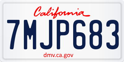 CA license plate 7MJP683