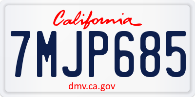 CA license plate 7MJP685