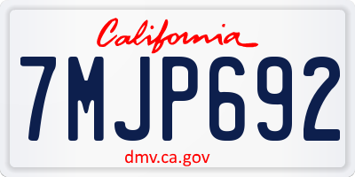 CA license plate 7MJP692