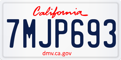 CA license plate 7MJP693