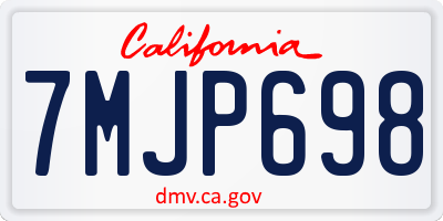 CA license plate 7MJP698