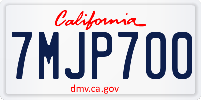 CA license plate 7MJP700