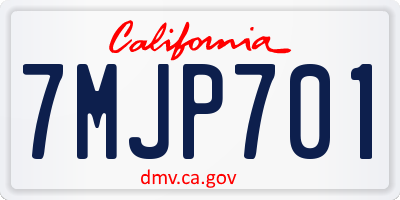 CA license plate 7MJP701