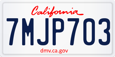 CA license plate 7MJP703