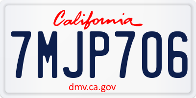 CA license plate 7MJP706