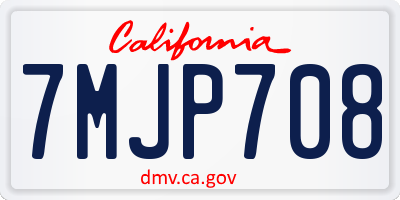 CA license plate 7MJP708