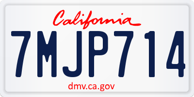 CA license plate 7MJP714