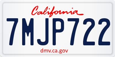 CA license plate 7MJP722