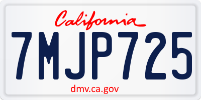 CA license plate 7MJP725