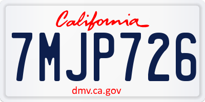 CA license plate 7MJP726