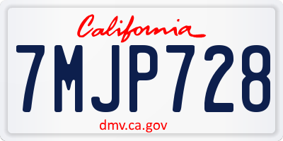 CA license plate 7MJP728