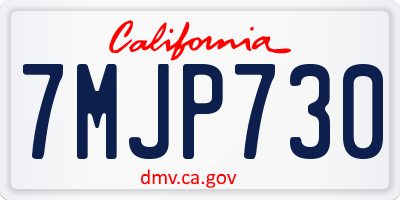 CA license plate 7MJP730