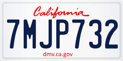 CA license plate 7MJP732