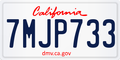 CA license plate 7MJP733