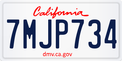 CA license plate 7MJP734