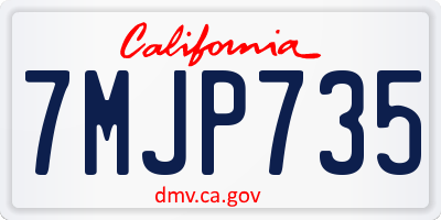 CA license plate 7MJP735