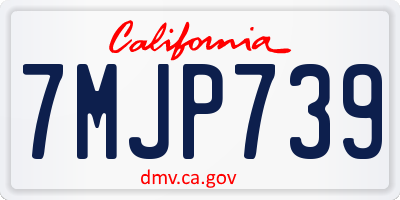 CA license plate 7MJP739