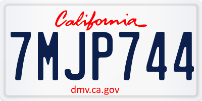 CA license plate 7MJP744