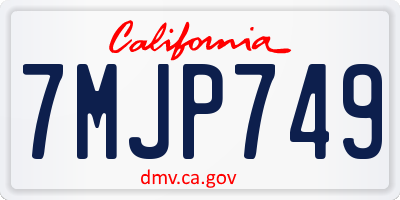 CA license plate 7MJP749