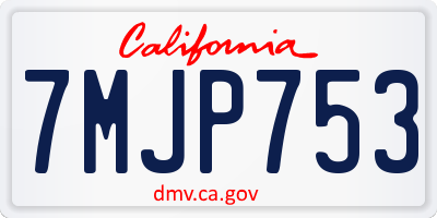 CA license plate 7MJP753