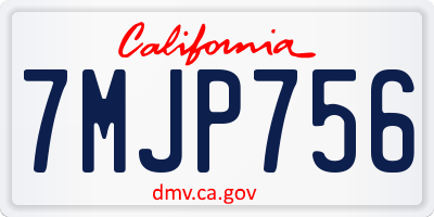 CA license plate 7MJP756