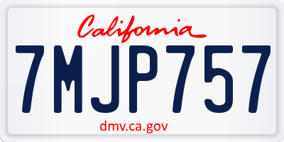 CA license plate 7MJP757